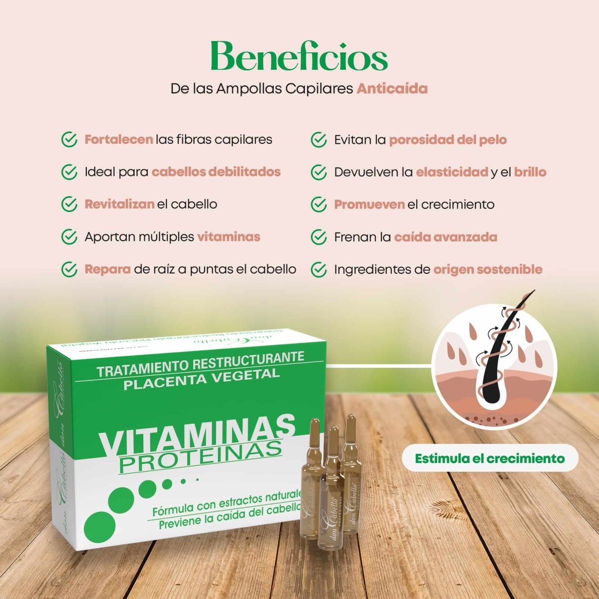 Ampollas Capilares Don Cabello Tratamiento Capilar Anticaída 12 Ampolletas X 10 Ml - Imagen 4