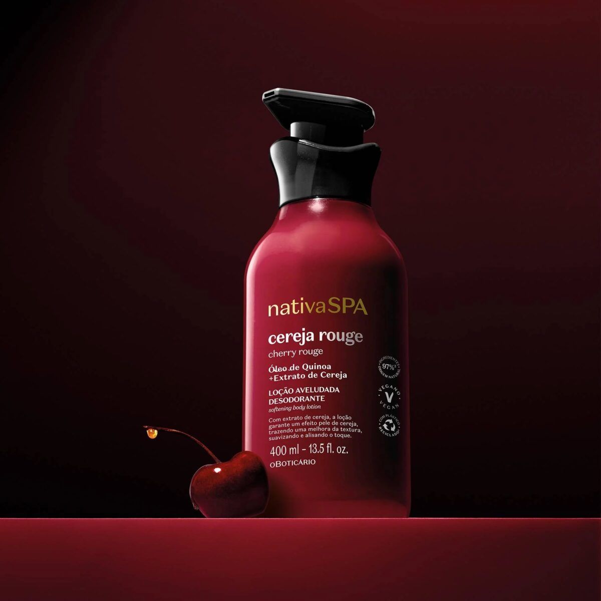 Loción Hidratante Corporal Cereza Roja 400ml Nativa Spa - Imagen 3